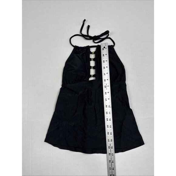Salt + Cove Junior XS Ribbed Plunge Halter Tankini Top Black NWT 9401 - Picture 8 of 16